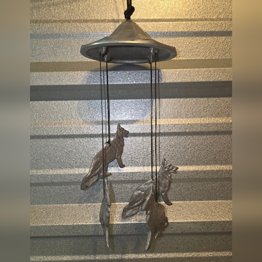 Pewter Wolf Wind Chime